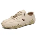Zapatos casuales de cuero para hombre en beige con suelas gruesas de goma antideslizantes - Arena (F8010)
