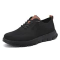 Breathable black and brown knitted lace-up casual loafers with thick synthetic sole - EU 40 / All Black