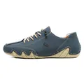 Chaussures décontractées en daim bleu marine pour hommes avec semelle ondulée jaune - 35 / Bleu foncé