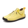 Chaussures décontractées en cuir jaune avec semelles en caoutchouc et coutures à la main - 38 / Jaune