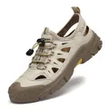 Sandales homme beiges à bout fermé avec mesh respirant et système de laçage rapide - EU 38 / Sable