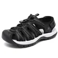Black closed-toe outdoor sports sandals with bungee laces and rugged rubber soles - EU 38 / Black