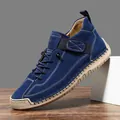 Bottines décontractées en daim bleu marine avec surpiqûres et semelle en gomme - 36 / Bleu foncé