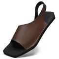 Brown leather square toe gladiator sandals for men with flat sole and slingback strap - EU 38 / Brown