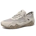 Men outdoor sports sneakers with breathable mesh and khaki suede on white background - EU 35 / Sand