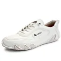 Weiße LDECK Leder-Freizeitschuhe für Herren mit atmungsaktiver Sohle und Schnürung - 38 / Weiß
