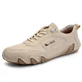 Scarpe casual outdoor in pelle beige con suola morbida e punta in gomma protettiva - 38 / Bianco avorio