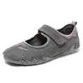 Grey leather Mary Jane outdoor walking shoes with breathable mesh and velcro strap - EU 38 / Gray