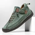 Chaussures décontractées en daim vert rétro avec semelle caoutchouc et coutures - 36 / Vert Militaire
