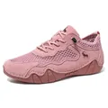 Pink breathable mesh outdoor sports shoes with suede overlays and sleek antelope logo - EU 35 / Pink