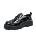 Black patent leather platform oxford shoes with gold studs and chunky rubber soles - EU 38 / All Black