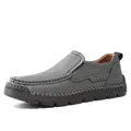 Men's dark gray leather loafers with pebble grain texture and durable rubber sole - EU 38 / Gray