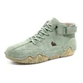 High-top casual men's shoes in mint green with durable rubber sole and ram logo - 36 / Apple Green