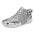 Stivali Martin glitterati argento con finiture in pelle metallizzata e velcro - 36 / S8008 Argento Bianco