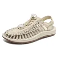 Beige woven outdoor sandals for men and women featuring elastic cord locks and rubber soles - EU 36 / White