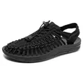All-black woven sandals featuring dual-cord construction and anti-slip rubber outsole - EU 36 / Black