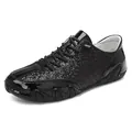 Men's fashion casual shoes in black patent leather and glitter with wave rubber sole - 35 / Black
