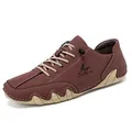 Men's burgundy casual shoes with Salkin logo and contrast stitching on white background - 38 / Burgundy