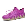 Purple hiking shoe for women with wave stitching and adjustable toggle drawstring - 35 / Purple