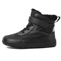 All-black winter outdoor warm boots for kids with velcro straps and plush lining - Black / 27
