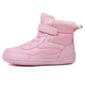 Pink winter mid-top snow boots for children with warm faux fur lining and anti-slip sole - Pink / 27