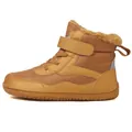 Brown winter snow boots for kids with warm faux fur lining and anti-slip rubber soles - Brown
