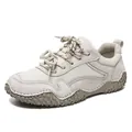 Men's outdoor leisure sneakers in beige breathable mesh and premium suede leather - 35 / Patchwork Mesh Style (6885) / Sand