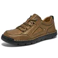 Brown leather loafers for men with rubber soles and durable stitching for casual wear - EU 38 / Brown