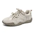 Men's beige outdoor suede sneakers with breathable mesh panels and non-slip rubber soles - 38 / Retro Workwear Style (6886) / Sand