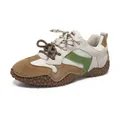 Outdoor leisure sneaker in beige mesh and brown suede with non-slip rubber sole - 38 / Retro Workwear Style (6886) / Brown