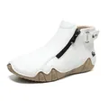 Chaussures montantes en cuir blanc avec fermeture éclair noire et boucle réglable - EU 35 / Blanc