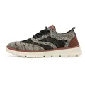 Men's flyknit sneakers with black and white zebra pattern and brown leather accents - EU 39 / White With Khaki Dots