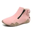 Chaussures plates en daim rose pour femmes avec fermeture éclair noire et boucle - EU 35 / Rose