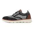 British style knit mesh sneaker in black and white weave with brown leather trim - EU 39 / White and Grey
