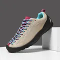 Zapatillas de senderismo bajas para mujer en ante caqui con detalles en rosa y azul - EU 35 / Rosa albaricoque