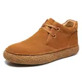 Retro brown suede mid-top casual shoes for men with thick textured rubber soles - EU 40 / Brown