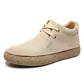 Detail of beige suede derby shoes with thick textured rubber soles and minimalist design - EU 40 / Beige