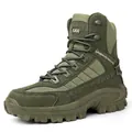 Detail view of military green outdoor hiking boots with anti-slip rubber outsoles - 41 / Outdoor Shoes (B21) / Army Green