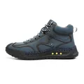 Men's high-top outdoor leather boots in grey-blue suede with non-slip black sole - EU 38 / Blue