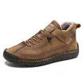 Bottes d'hiver marron pour hommes avec doublure chaude et semelles en caoutchouc cousues - 35 / Brun Clair