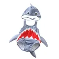 Dettaglio del set costume da bagno bimbo squalo con pinne 3D e cuffia abbinata - Taglia L / Grigio