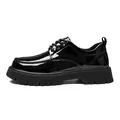 Men's black patent leather platform loafers with thick lug soles and glossy finish - EU 40 / Bright Black