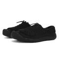Black sheepskin slip-on winter shoes with fleece lining and adjustable bungee cords - EU 38 / Black (Lamb Wool Look)