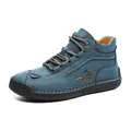 Bottines décontractées en daim bleu pour homme avec semelles cousues à la main - EU 38 / Bleu