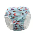 Wasserdichte Baby Schwimmwindel mit buntem Fischmuster auf hellblauem Hintergrund - 2XL / Unterteile / Seeblauer Fisch (Ohne Rüschen)