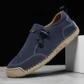 Donkerblauwe suède herenloafers met handgemaakte stiksels en antislip rubberen zool - 37 / Koningsblauw (9902)