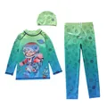 Three-piece kids rash guard swimwear set with blue gradient and astronaut astronaut print - 2XL / Space Walking Style