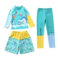 Kinder Badebekleidung Set mit Hai-Muster, langärmligem Oberteil und langer Schwimmhose - 2XL (110-120cm, 39-47 Jin) / Oberteil Und Unterteil / Meeresnahrungskette (CM87-8BW)