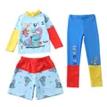 Set costume da bagno dinosauro per bambini con maglia UV a maniche lunghe e pantaloni - Dinosaur Hall of Fame (CM87-10BW)