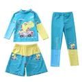 Set da bagno 3 pezzi per ragazzo con stampa dinosauro blu e protezione solare - Dinosauro prodotto (CM87-3BW)